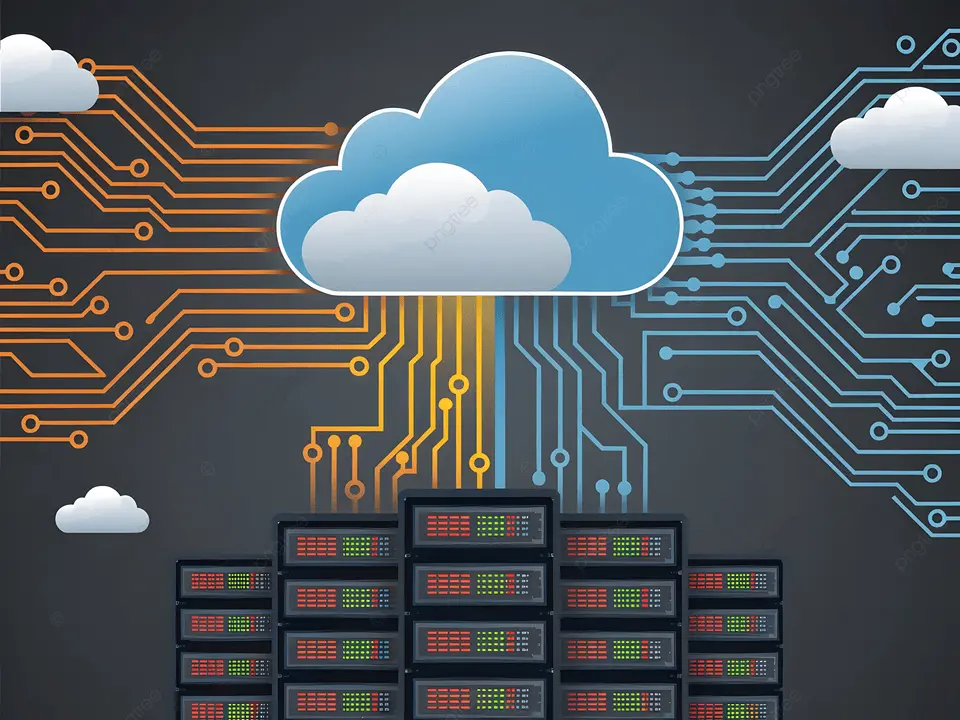 pngtree modern hybrid it infrastructure poster with cloud storage server racks and image 21249633