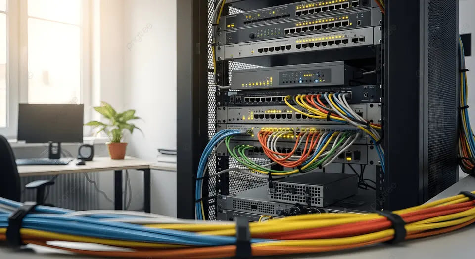 pngtree server rack with organized cables in an office environment image 20241656
